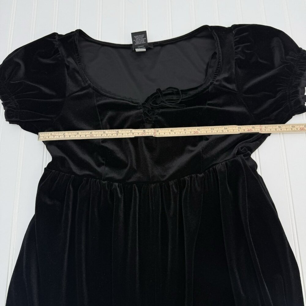 Cosmic Aura Black Velvet Lace Trim Romper XL Whimsigoth Goth Emo - Picture 4 of 6